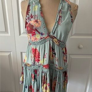 Free People Floral Flower boho hippie shirt Top sleeveless v neck